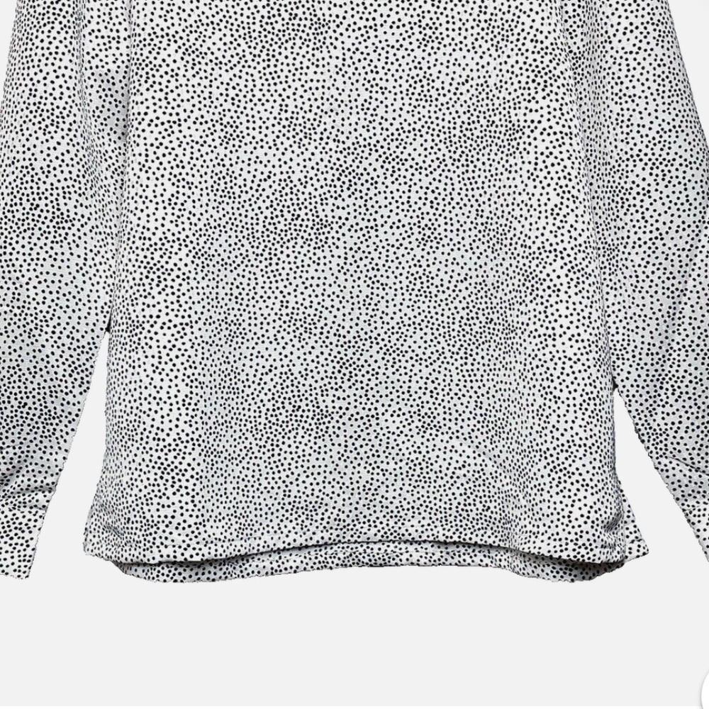 LOFT Women's White and Black Polka Dot Blouse